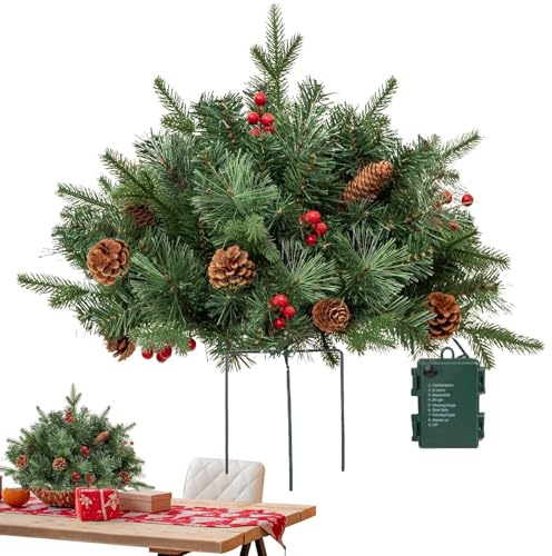 Weihnachtsdekoration Für Pflanzgefäße, Leuchtete Künstliche Weihnachtsfüllfüllstoff Mit Stativpfahl, 2025 Neue Künstliche Pflanzgefäßfüller Mit Lichtern Für Gartenblumenbetten Family Treffen