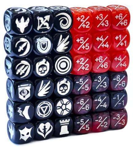 Spiel mit 36 Schlüsselfertigkeits-MTG-Würfeln von 12 mm, MTG-Würfel 1/+1 Kreaturenstatistik-Counter in großen Mengen (mehrfarbig)