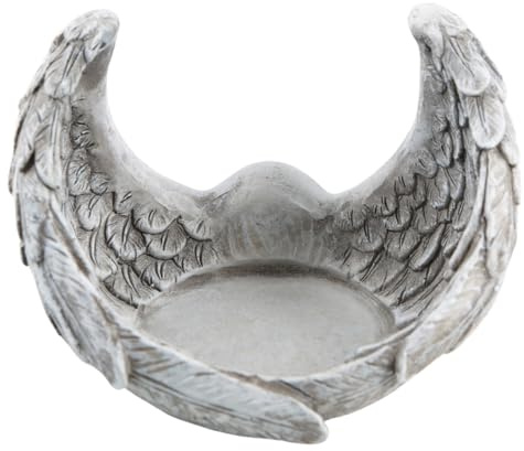Grabkerzenhalter mit Engelsflügeln: Grabdeko Wetterfest, Grabschmuck für Grabkerzen & Teelichter, Grabfiguren Deko Allerheiligen Friedhof Grab & Urnengrab, Grablichthalter Engel, 13,5 x 10 x 11 cm