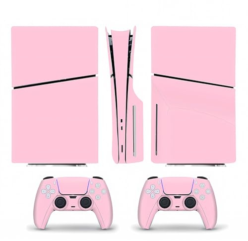 PS-5 Skin Disc Edition für Konsole & Controller, Pink & Rosa Nebel-Design – Perfekt für PS5-Slim mit Laufwerk, 6-in-1 PS5-Zubehör Set, Vinylfolie Blasenfrei & Rückstandslos