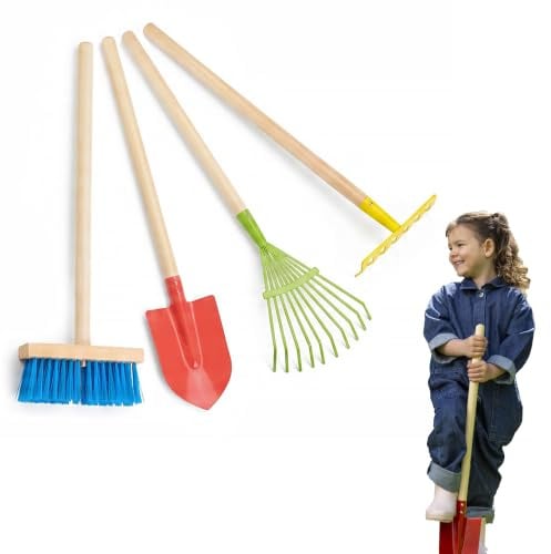 Toyrific Little Roots 4 Piece Long Handle Tool Set, Kids Gardening Tools
