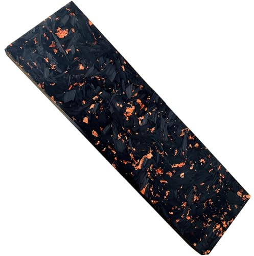Carbon Fiber Knife Scales Blank, Forged Shattered Pattern, Red & Gold Accents, Resin Composite Handle Material for Custom Knives