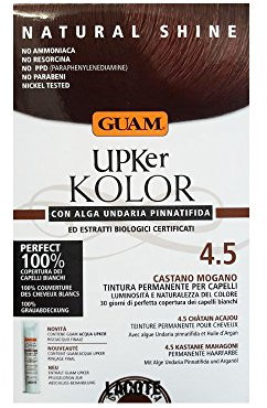 Guam, Upker KOLOR, Natürliche permanente Haarfarbe mit Undaria-Meeresalge und Bio-Extrakten, Ammoniakfreie Farbe, Made in Italy, Farbton 4.5 MAHAGONI-BRAUN