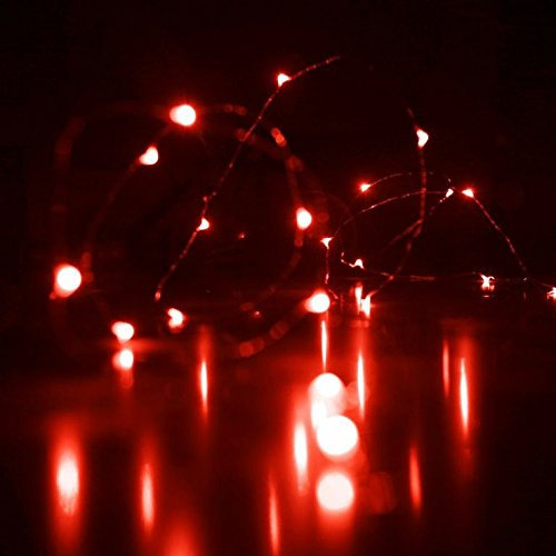 Battery Operated Micro Fairy Lights with 20 Red LEDs by eBuzz (Red)