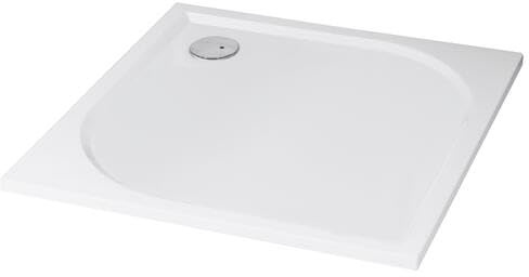 ONDÉE Receveur de douche HESTIA Béton de 80x80x3cm Synthèse composé résine | À poser extra-plat, Texture Antidérapante, particules de quartz et de carbonate de calcium, Blanc, finition soignée