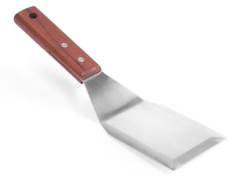 HENDI Hamburgerwender, mit Holzgriff, Grillwender, Bratenwender, Pfannenwender, Spachtel, Winkelpalette, Wender, Geschirrspülmaschinengeeignet, Klinge: 150mm, 110x305mm, Edelstahl