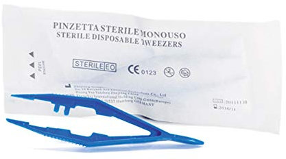 3 pz PINZETTA MEDICA STERILE in Polipropilene Monouso in plastica