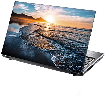 TaylorHe Pellicola adesiva vinilica per notebook con monitor da 15/15,6 effetto pelle laminata, realizzata in Gran Bretagna, Tramonto all'oceano, natura, mare