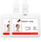 Lot de 2 porte-badges horizontaux avec cordon tour de cou pour étudiant, carte de travail, carte d'identité (Blanc)