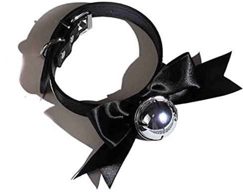 paloli Damen Handgefertigt Bowknot Glöckchen Kropfbänder Halsband PU Leder Verstellbar Punk Gothic Kragen