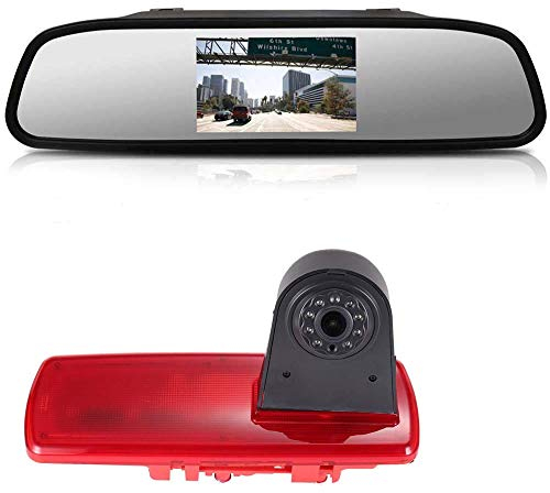 【Super HD Rückfahrkamera Set】 4.3 Zoll Rückspiegel Monitor + 1280 * 720 Pixel 1000TV Linien Bremsleuchte HD Rückfahrkamera für FIAT Talento/Renault Trafic/Nissan NV300 Primastar/Opel Vauchall Vivaro