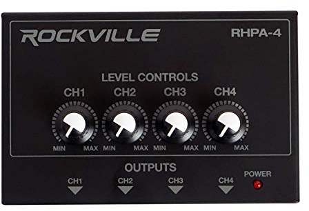 Rockville RHPA4 - Amplificatore professionale per cuffie a 4 canali, amplificatore stereo o mono, nero