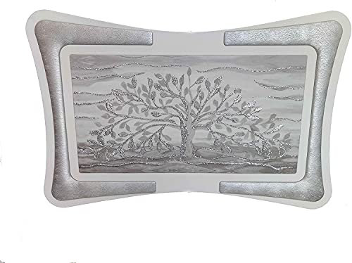 oggettando Quadro Albero della Vita Arredo Soggiorno Salotto Camera da Letto Cucina Ufficio Bar Ristorante Regalo utili, Originali ed Economic Regalo Misure 90X60 (Argento)