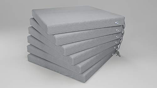 Rollmayer 6er Set Stuhlkissen wasserdicht und regenfest Stuhlauflage Sitzkissen Sitzpolster Auflage für Stühle in Haus und Garten Kollektion Velvet (Hellgrau 218, 40x40x4cm)