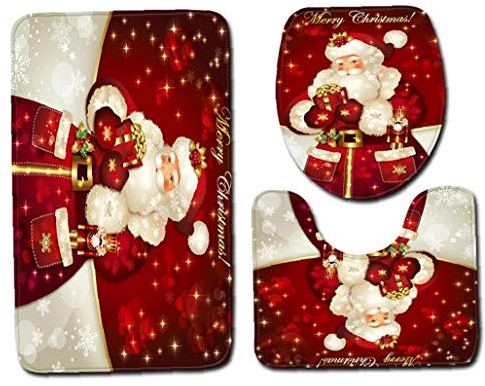 PiniceCore Toiletten-Abdeckung Mat Badteppiche Sets Weihnachts Badmatte Nicht Beleg Badezimmer Mats Dekorationen