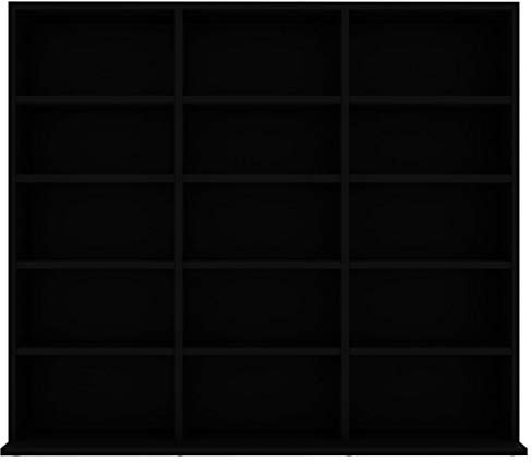 Ksodgun CD Cabinet with 15 Open Compartments CD DVD Storage Tower Rack, 102x23x89.5 cm, Black