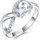 Starchenie Bague Infini Aile Bague de Fiançailles en Argent 925 avec Pierre de Naissance pour Femme