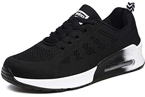 Youecci Femmes Baskets Running Fitness Course Basses Athlétique Marche Gym Filets Chaussures Respirant Maille À Lacets Leger Sport Run Baskets Noir 43 EU