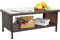 Table basse d'extérieur en osier, meubles de jardin en rotin, table en verre 2 couches avec rangement et housse de meubles, marron