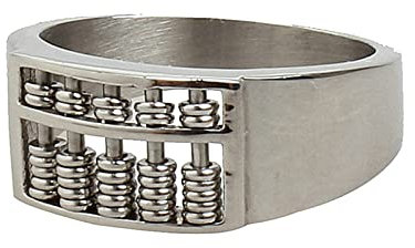 Lieson Edelstahl Männer Ringe Silber, Männer Ring Partnerringe Abakus Breit 9MM Gothic Ringe Herren Größe 62 (19.7)