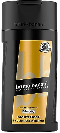 Bruno Banani Gel douche 3 en 1 pour le corps, les cheveux et le visage Parfum masculin élégant 250 ml