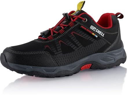 Fusskleidung® Damen Herren Wanderschuhe Softshell Trail Running Trekkingschuhe Schwarz Rot EU 44