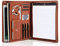 FREIE NAME GRAVUR, Personalisiert Konferenzmappe A4, Schreibmappe PU Leder, Aktenmappe Meeting Mappe mit Reißverschluss, Business Organizer Clipboard Folder mit Schreibblock, Braun