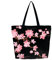 AOKSUNOVA Einkaufstasche mit Reißverschluss Stoffbeutel Bedruckt Shopping Bag Strandtasche Faltbar Tragetasche Blumen