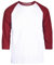 Herren Raglan Baseball Tee Shirt - Casual T-Shirts, 3/4 - Burgunderrot/Weiß, Mittel