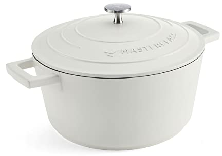 MasterClass Casserole Dish With Lid, Medium 4L/24 cm, Lightweight Cast Aluminium, Induction Hob And Oven Safe, Cream