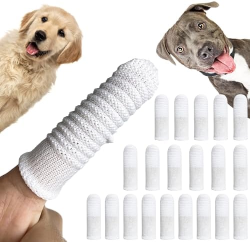 UICCVOKK 20 Stück Hundezahnbürste Fingerling, Zahnbürste Hund Fingerling katzenzahnbürste Pet Finger Zahnbürste hund Anti-Plaque Finger Hund Effiziente und Saubere hunde zahnbürste Strickgewebe