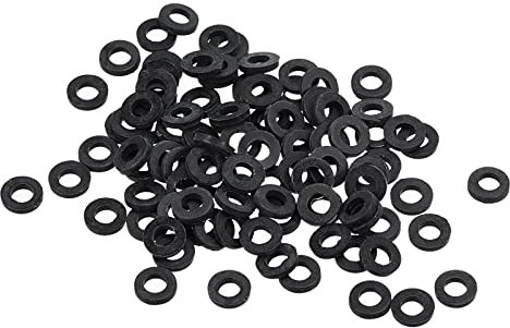 PATIKIL M2.5 Nylon Plat Rondelle, 100 Paquet 2.5mm ID 5mm OD Étanchéité Espaceur Joint Anneau pour Robinet Tuyau Eau Tuyau Fixation Boulon,Noir