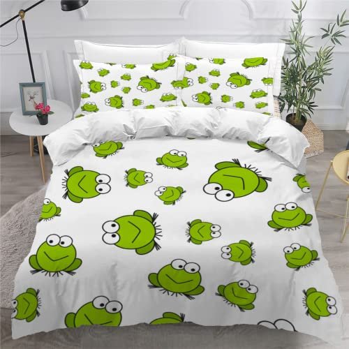 SK-YBB Bettwäsche Set 135x200 Frosch Bettwäsche für Kinder Junge 3 Teilig 3D Cartoon-Tiere Kinderbettwäsche 135x200 Mit Reißverschluss mit 1 Bettbezug 2 Kissenbezügen