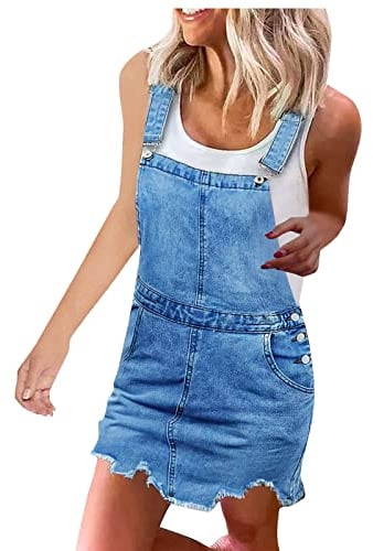 Sexy Kleid Damen Hijab Kleid RüCkenfreies Kleid Frauen Einfarbig Rundhals SpaghettiträGer ÄRmellos Minikleid Mit ReißVerschluss Und Tasche Elegent Kleid Weiß (Blue, L)