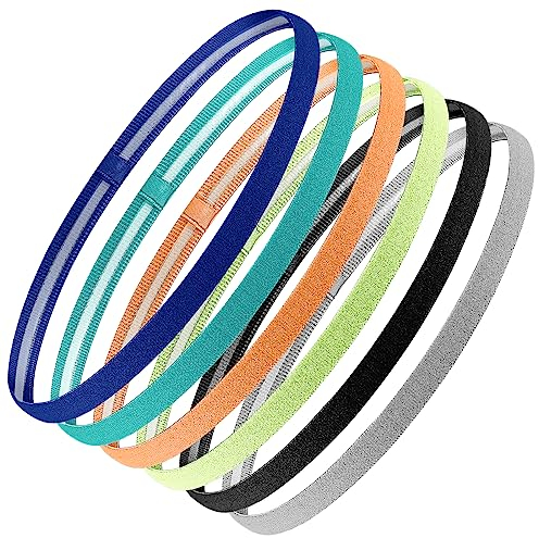 Hemiks 6 cerchietti per capelli da uomo, 6 colori, fascia elastica per ragazzi, sport, antiscivolo, per bambini, per yoga, calcio, jogging