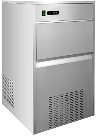 GGM Gastro Eiswürfelbereiter - hohler Zylinder - 80 kg/ 24h - 600 W - Daumenförmige Eiswürfel - Luftgekühlt - Wasserzulauf und Ablaufschlauch - Hochdruckbesprühte Isolierung - Edelstahl - EWBH569-N