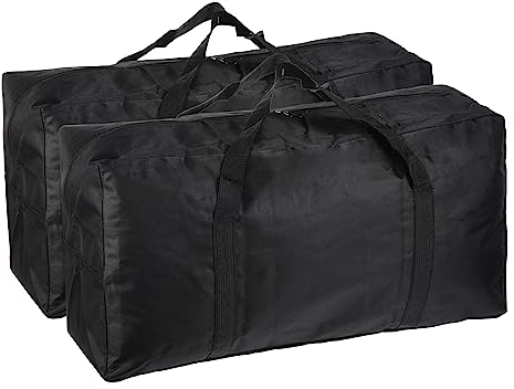 PATIKIL Lagerung Seesack Tasche 2 Pack Large Wasserdicht Ablagetasche mit Griff und Reißverschluss Faltbar Leichte Tote Taschen für Reisen Schwarz (26x15.7x7.8)