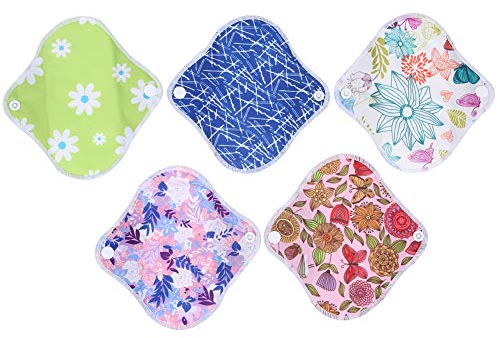 JEOZBM 5 Stück Stoffbinden, Waschbare Damenbinden, Wiederverwendbare Bambus-Menstruationsbinden, Damenbinden Aus Stoff für Frauen und Teenager, S(A-Mehrfarbig)