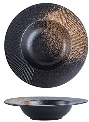 ZzzaNa Plato de Sombrero de Paja Creativo de Estilo palaciego, Plato Hondo Redondo de cerámica, Plato de Sopa, Plato de Cena de Hotel, Plato de Cena, Plato de Pasta for el hogar Cuencos