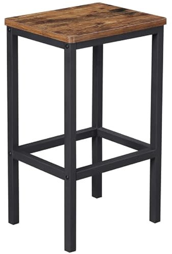 Begryf Barhocker, Barhocker für die Küche, Dunkelbrauner Stehhocker, Küchenstühle, Holzhocker, Hocker Holz, hocker, Barstuhl, Küchenhocker, Metall, Dunkelbraun, schwarz