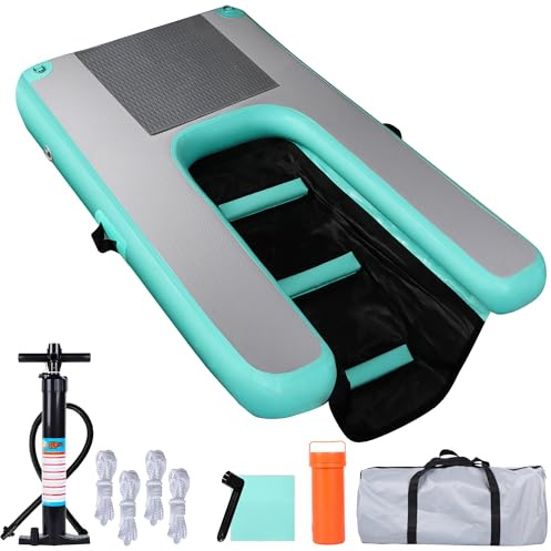 DiDiBirDi Rampe d'eau gonflable pour chiens, respectueuse de l'environnement, haute stabilité, rampe d'eau flottante pour chien, vert menthe, portable et durable, rampe d'eau pour chiens, pour
