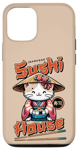 Japanisches Sushi-Haus Anime Kawaii Sushi Katze Hülle für iPhone 14 Pro