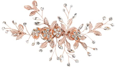 Roségoldene Braut-Haarspange, Blume, Strass, Haarspangen, Hochzeit, Kristall-Haarnadeln, elegante Brautjungfer-Haarspangen, Brautparty, Haarschmuck