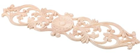 AUTSUPPL Wood Decorative Mouldings and Carved Wood Appliques Unpainted Onlays for Cabinet Doors and Furniture Wall Decoration Diy Home Projects 40x10x0.9cm