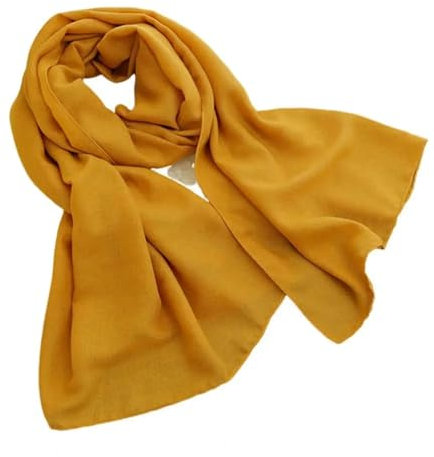 YUECIBAI Schal Damen Stilvolle Leichte Schal-Kollektion Für Damen Große Lange Strand-Gaze-Tücher In Festen Farben Für Täglich Gelb In Einer Größe