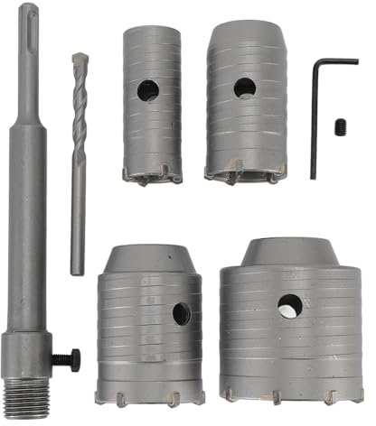 Kit seghe a tazza per calcestruzzo, set di frese per fori in acciaio al tungsteno con punte da trapano da 30 mm 40 mm 50 mm 65 mm, per mattoni di cemento Muro di mattoni di cemento
