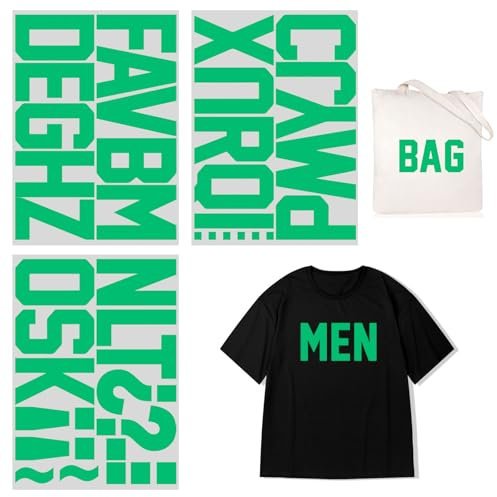 4 Inch Iron On Heat Transfer Letters Alphabets Fabric Vinyl DIY for Sport Jerseys T Shirts Clothes Slogan Printing Crafts Decoration (Green)