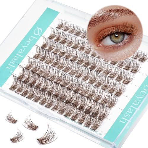 Obeyalash Brun Cils Individuel Extension Cils D Curl DIY Faux Cils Individuel Mixte 8mm 10mm 12mm 14mm Cluster Lashes Brown Naturel SNR013