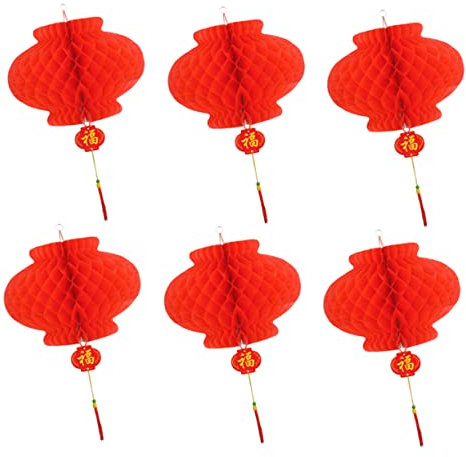 Mikikit 30st Rote Hängende Laternen Laternendekor Festivaldekorationen Rote Laterne Papierdekorationen Hängen Solarlaternen Im Freien Außenlaterne Papierlaterne Rotes