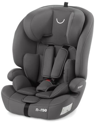 Nurse by Jané Grip, Silla de Coche iSize, 76 a 150 cm, 2 a 12 Años, Instalación con Cinturón, 9 Posiciones, Silla Coche Sin Isofix, Gris (Storm)